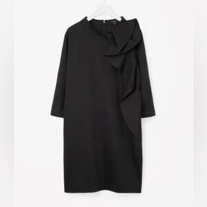 COS 3/4 Sleeve Draped Ruffle Dress